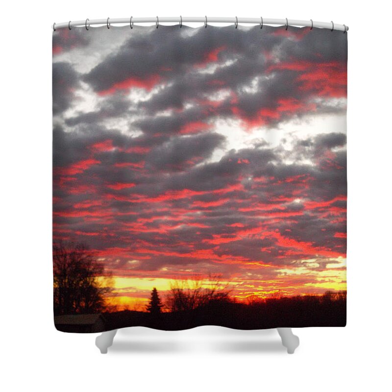 Dawn Shower Curtain featuring the photograph Sunrise Silhouettes by Susan Esbensen