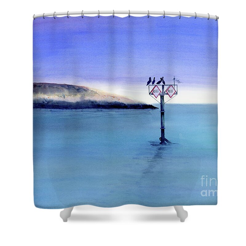 Pelican Shower Curtain featuring the painting Sunrise Watchers by Amy Kirkpatrick
