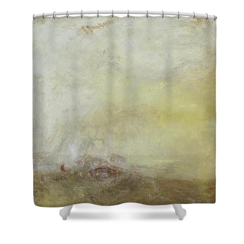 Joseph Mallord William Turner Shower Curtain featuring the painting Sunrise with Sea Monsters by Joseph Mallord