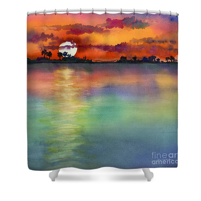 Sunset Shower Curtain featuring the painting Sunset by Amy Kirkpatrick