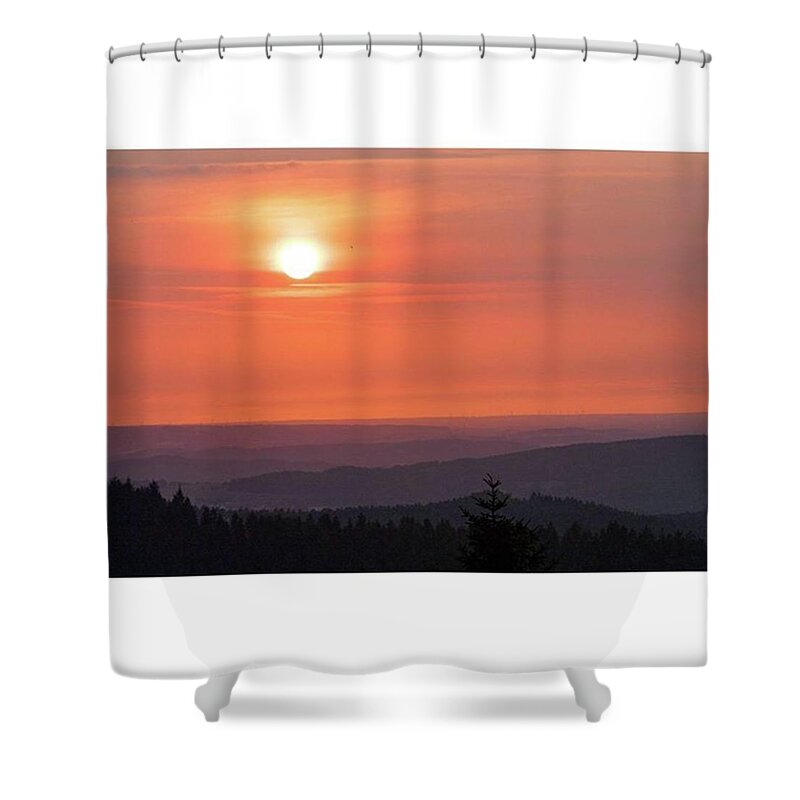 Nature_brilliance Shower Curtain featuring the photograph #sunset As Seen From #hermannsturm by Axel Behrens