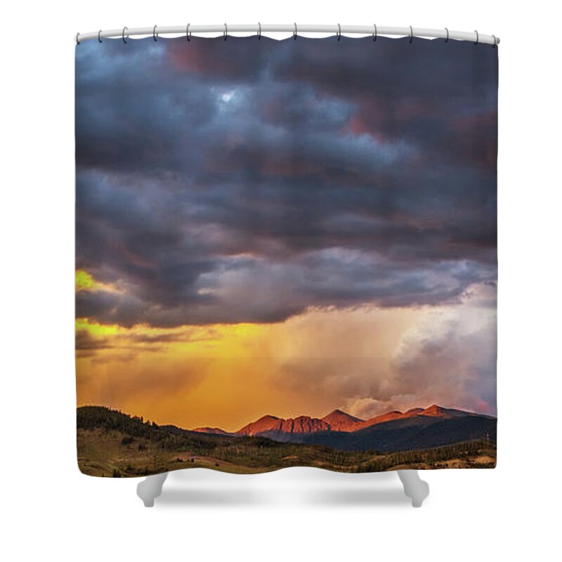 Sunset Shower Curtain featuring the photograph Sunset at Arapahoe Basin and Keystone by Stephen Johnson