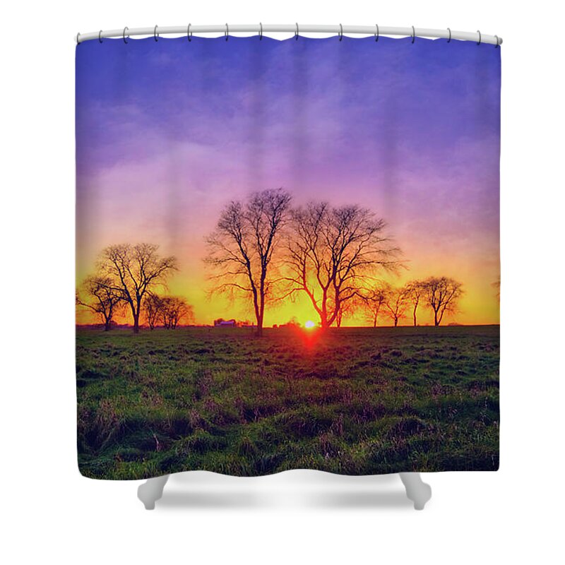 Wisconsin Shower Curtain featuring the photograph Sunset at Aztalan State Park #11 by Jennifer Rondinelli Reilly - Fine Art Photography