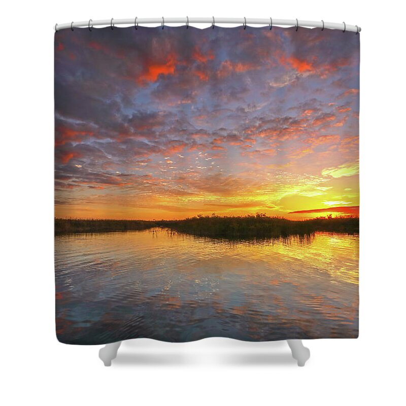 Florida Shower Curtain featuring the photograph Sunset at Loxahatchee National Wildlife Refuge near Florida Boyton Beach by Juergen Roth