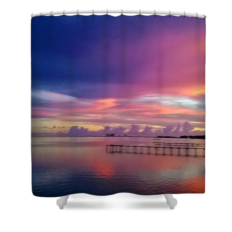 Beach Sunset Florida Shower Curtain featuring the photograph Sunset at my Place by James and Donna Daugherty
