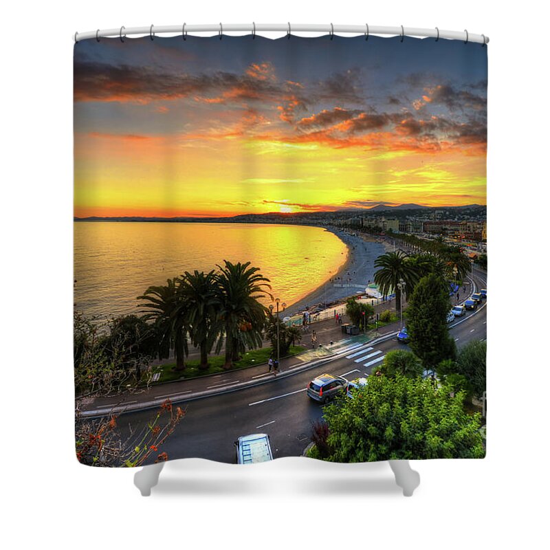 Yhun Suarez Shower Curtain featuring the photograph Sunset At Nice by Yhun Suarez