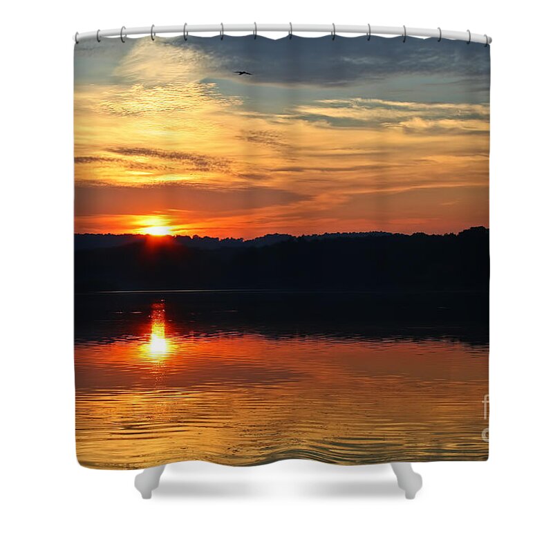 Landscape Shower Curtain featuring the photograph Sunset at Princess Point by Barbara McMahon