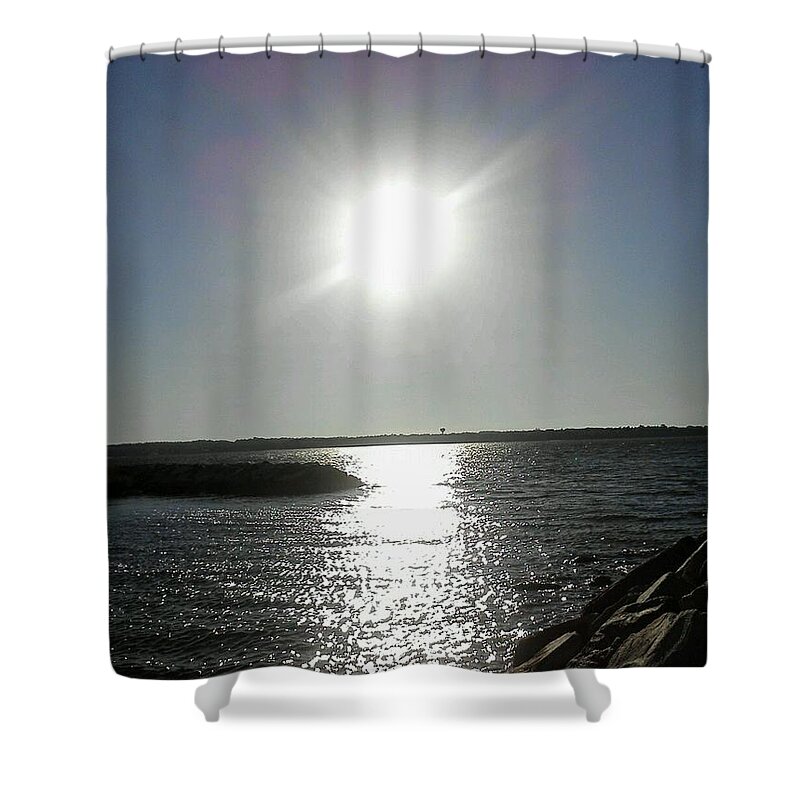 Sun Shower Curtain featuring the photograph Sunset at Solomons Island MD by Jimmy Clark