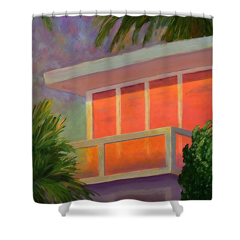 Sunset Shower Curtain featuring the painting Sunset at the Beach House by Karyn Robinson