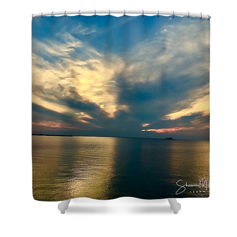Sunset Shower Curtain featuring the photograph Sunset at the Fishing Pier by Shawn M Greener