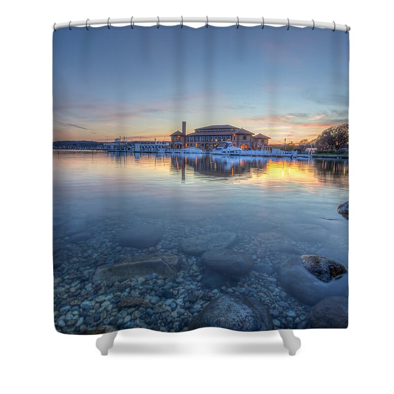 Lake Geneva Shower Curtain featuring the photograph Sunset at the Riviera by Paul Schultz
