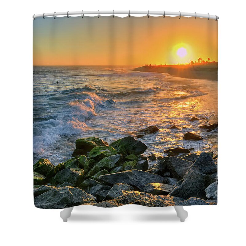 Sunset Shower Curtain featuring the photograph Sunset At The Wedge by Eddie Yerkish