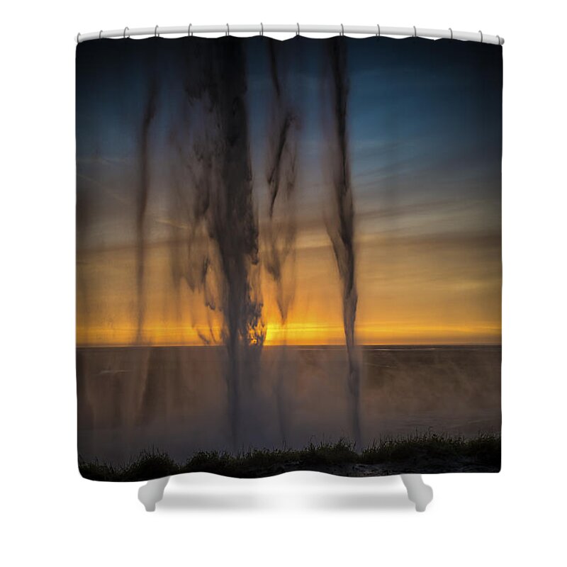  Shower Curtain featuring the photograph Sunset Behind the Waterfall by Chris McKenna