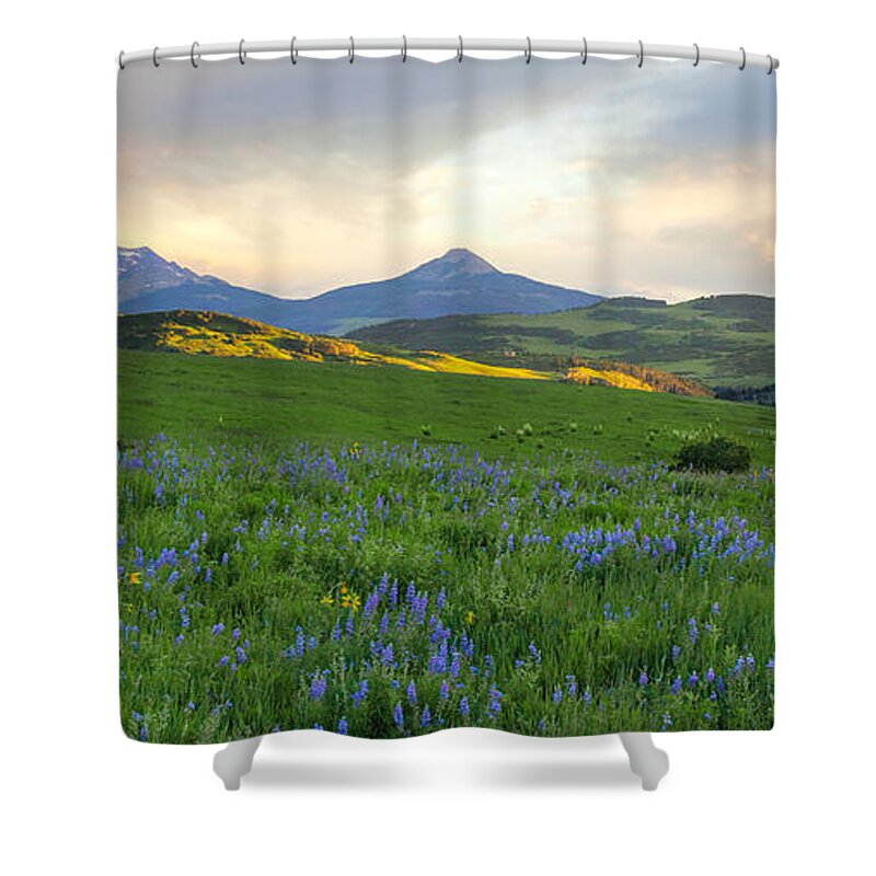 Colorado Shower Curtain featuring the photograph Sunset Below the Peaks by Rick Wicker
