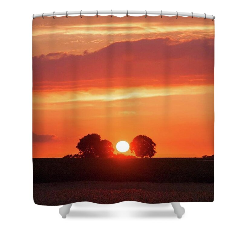 Bestgermanypics Shower Curtain featuring the photograph #sunset Between #trees
#sky #clouds by Axel Behrens