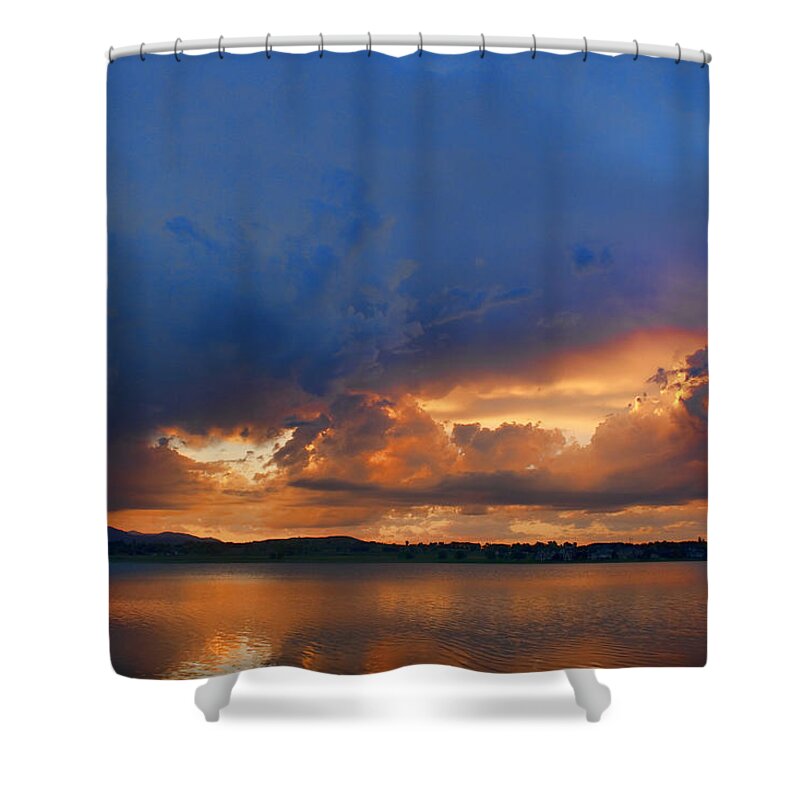 Blues Shower Curtain featuring the photograph Sunset Blues by James BO Insogna
