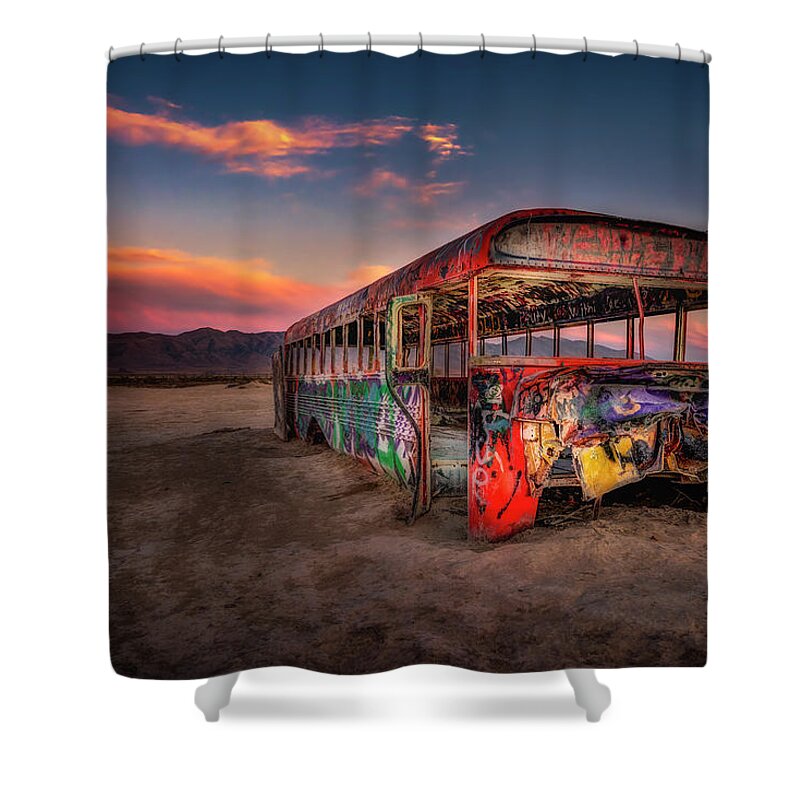 Sunset Shower Curtain featuring the photograph Sunset Bus Tour by Michael Ash