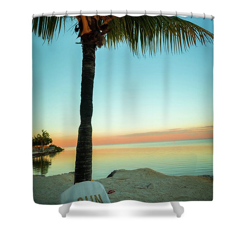 Sunset Shower Curtain featuring the photograph Sunset by the Palm tree by George Kenhan