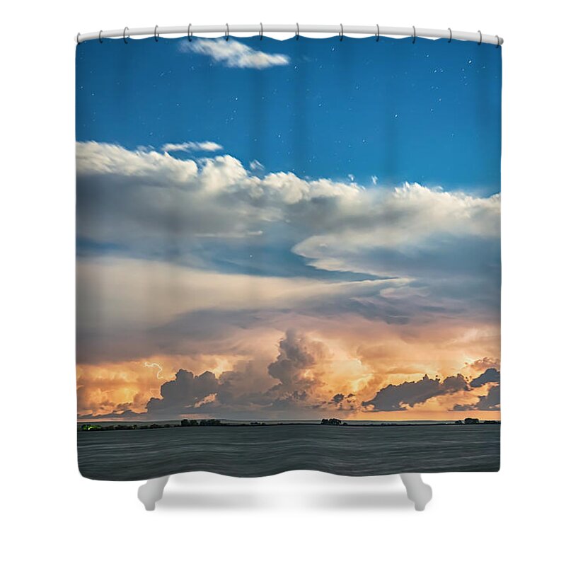 Lightning Shower Curtain featuring the photograph Sunset Cloud to Cloud Lightning Storm by James BO Insogna
