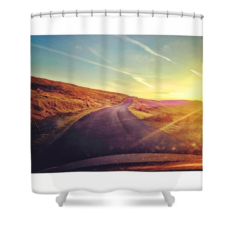 Mountains Shower Curtain featuring the photograph #sunset #clouds #wales #walks #roadtrip by Tai Lacroix