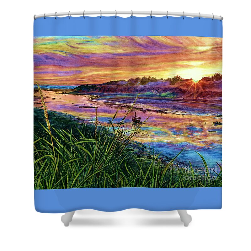Cynthia Pride Watercolor Paintings Shower Curtain featuring the painting Sunset Creation by Cynthia Pride