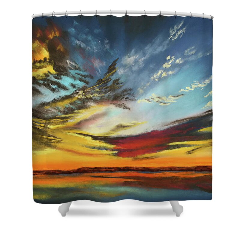 Sunset Shower Curtain featuring the painting Sunset Dance by Sandi Snead