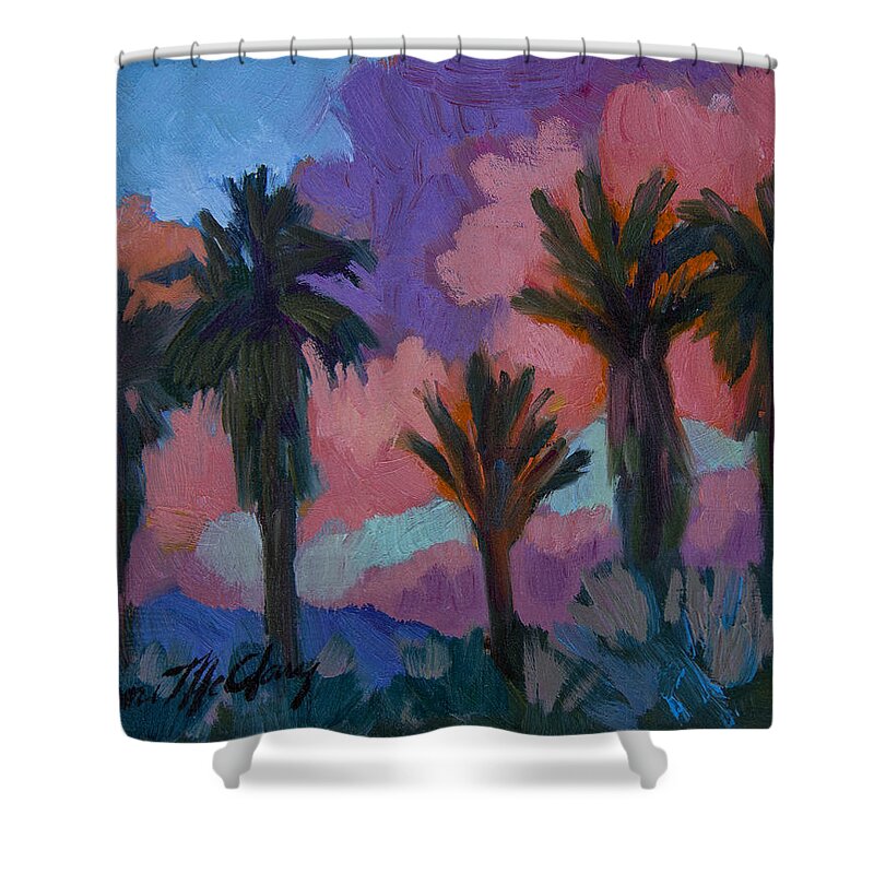 Palm Springs Shower Curtain featuring the painting Sunset by Diane McClary