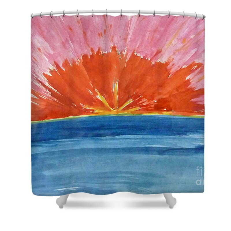 Vibrant Shower Curtain featuring the painting Sunset by Francesca Mackenney