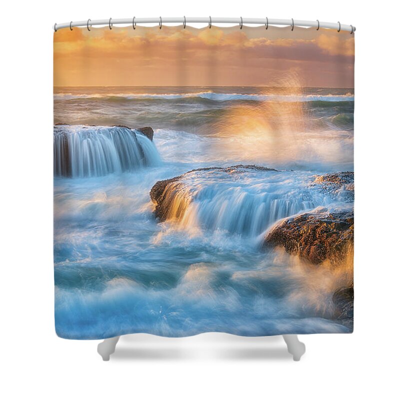 Ocean Shower Curtain featuring the photograph Sunset Fury by Darren White