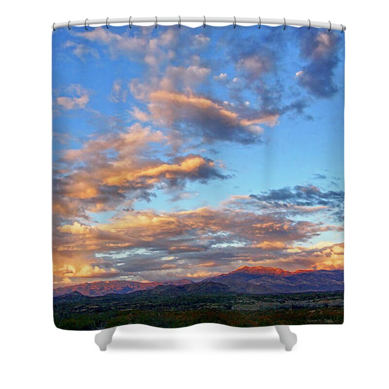 Clouds Shower Curtain featuring the photograph Sunset Glow by Leda Robertson
