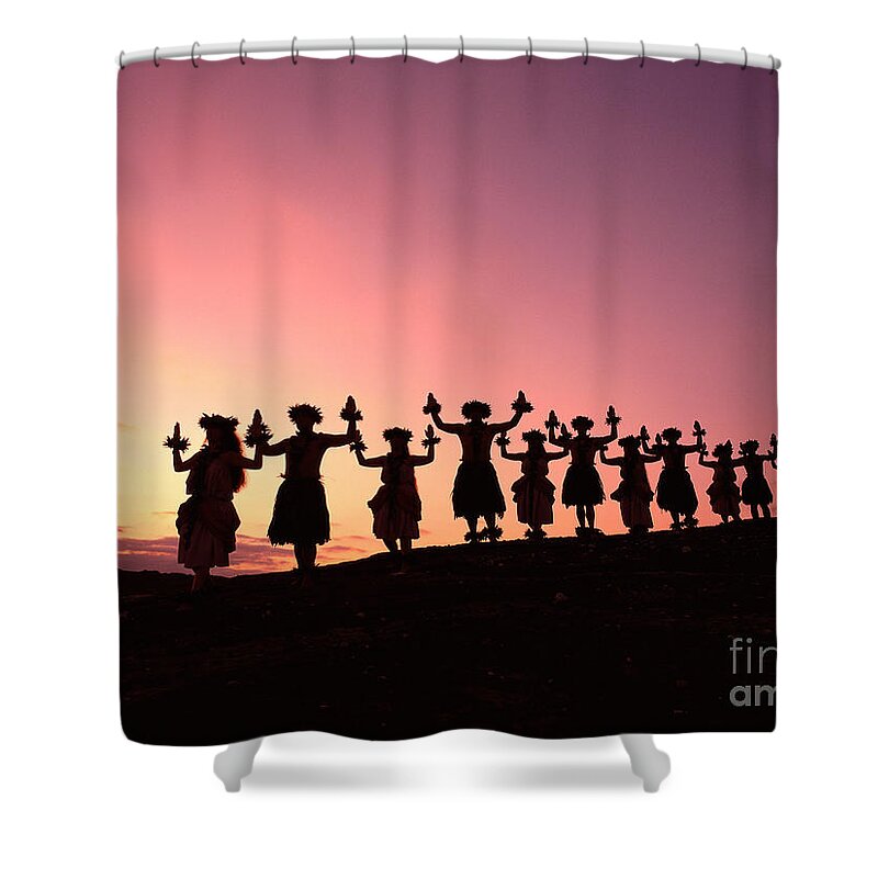 A36a Shower Curtain featuring the photograph Sunset Hula Halau by Carl Shaneff - Printscapes