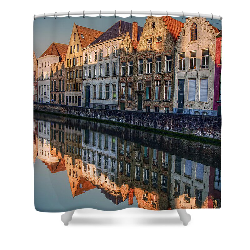 Bruges Shower Curtain featuring the photograph Sunset in Bruges by Peter Kennett