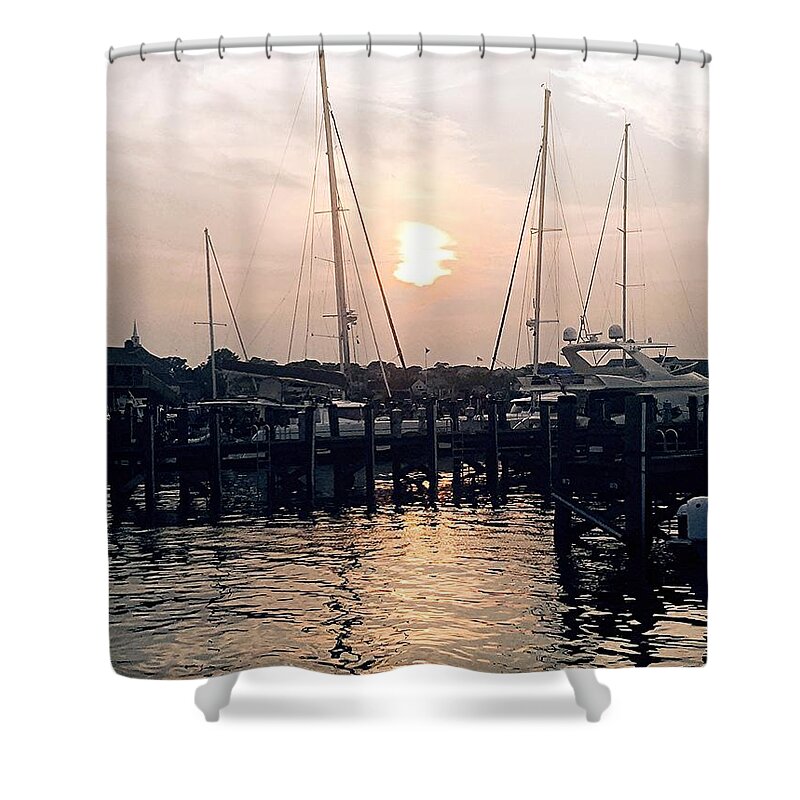 Sunset Shower Curtain featuring the photograph Sunset In Nantucket by Marian Lonzetta
