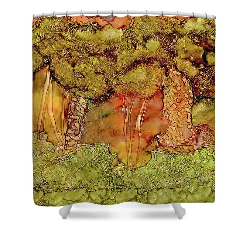 Sunset In The Forest Shower Curtain featuring the painting Sunset In The Forest by Bellesouth Studio