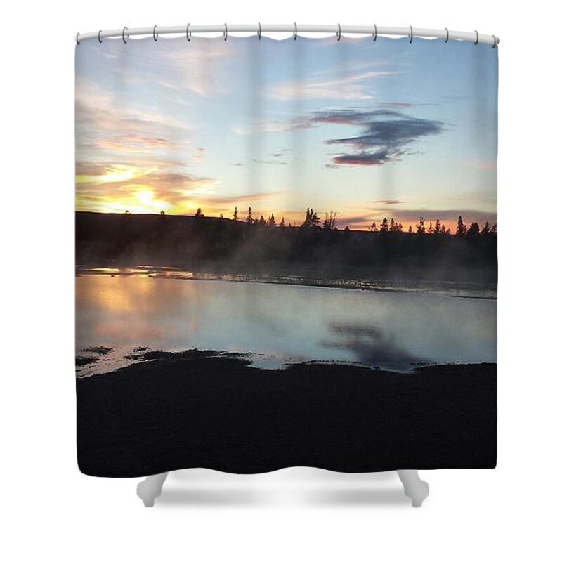 Sunset Shower Curtain featuring the photograph Sunset in Yellowstone by Kristina Tunley