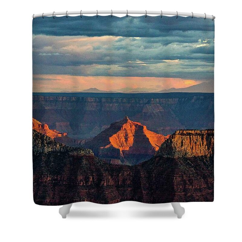 Grand Canyon Shower Curtain featuring the photograph Sunset lights Angels Gate by Gaelyn Olmsted