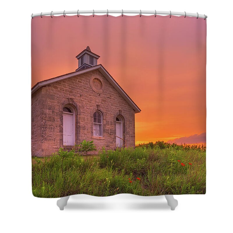 Lower Fox Creek School Shower Curtain featuring the photograph Sunset of 1882 by Darren White
