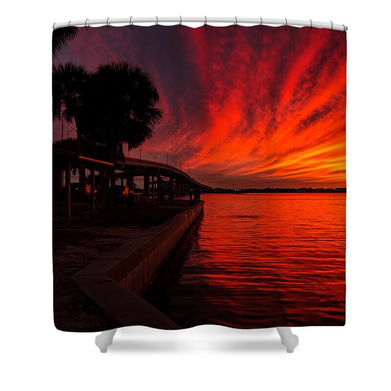 Sunset Shower Curtain featuring the photograph Sunset on Fire by Dorothy Cunningham