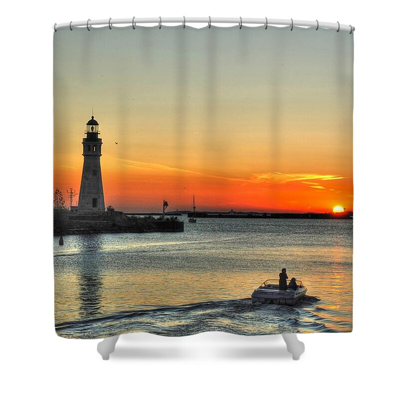  Shower Curtain featuring the photograph Sunset on Lake Erie by Michael Frank Jr