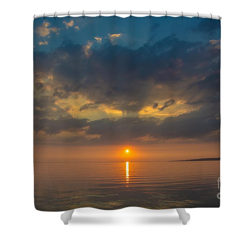 Cheryl Baxter Photography Shower Curtain featuring the photograph Sunset on Lake Nipissing by Cheryl Baxter