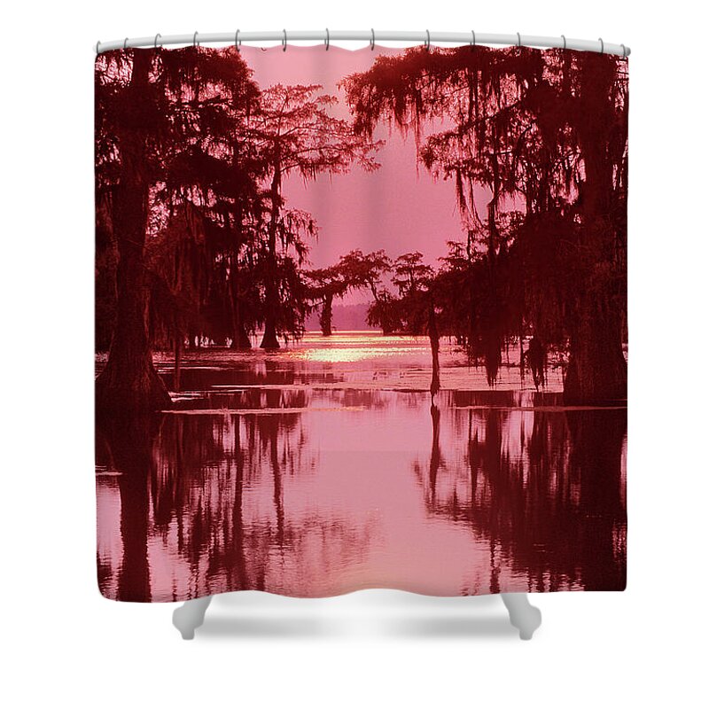 North America Shower Curtain featuring the photograph Sunset on the Bayou Atchafalaya Basin Louisiana by Dave Welling