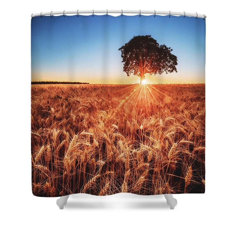 Sunset Shower Curtain featuring the photograph Sunset on the Fields by Marc Braner