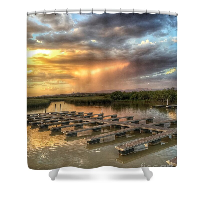 Sunsets Shower Curtain featuring the photograph Sunset on the Marsh by Marcia Breznay