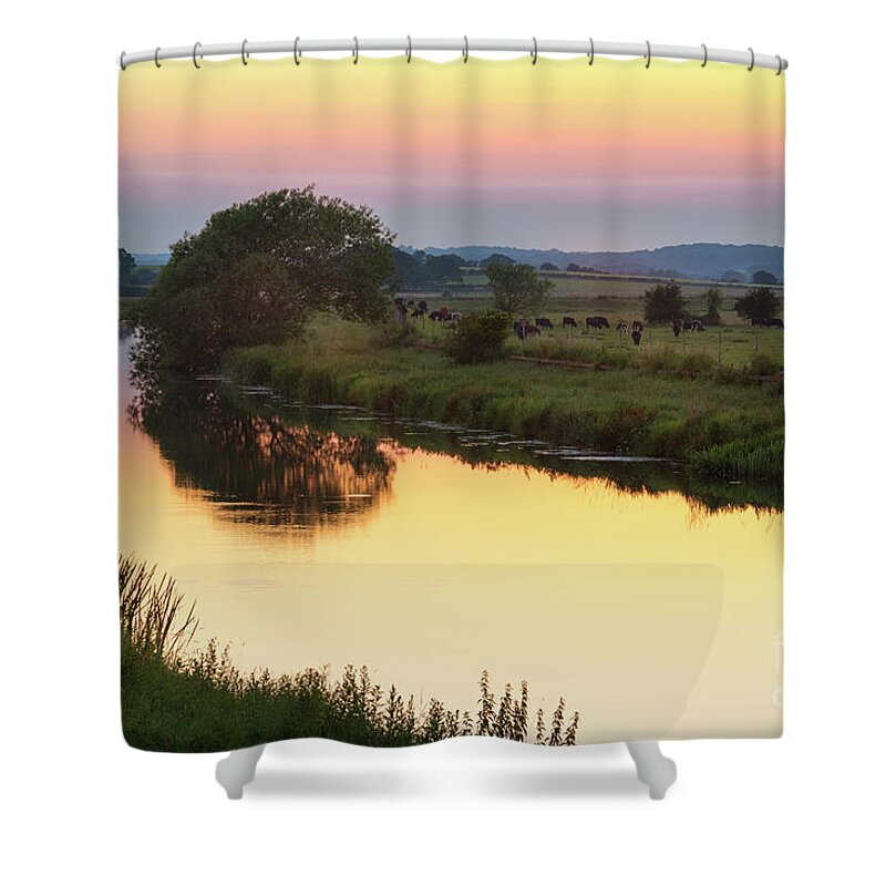 Sunset Shower Curtain featuring the photograph Sunset on the River by Perry Rodriguez
