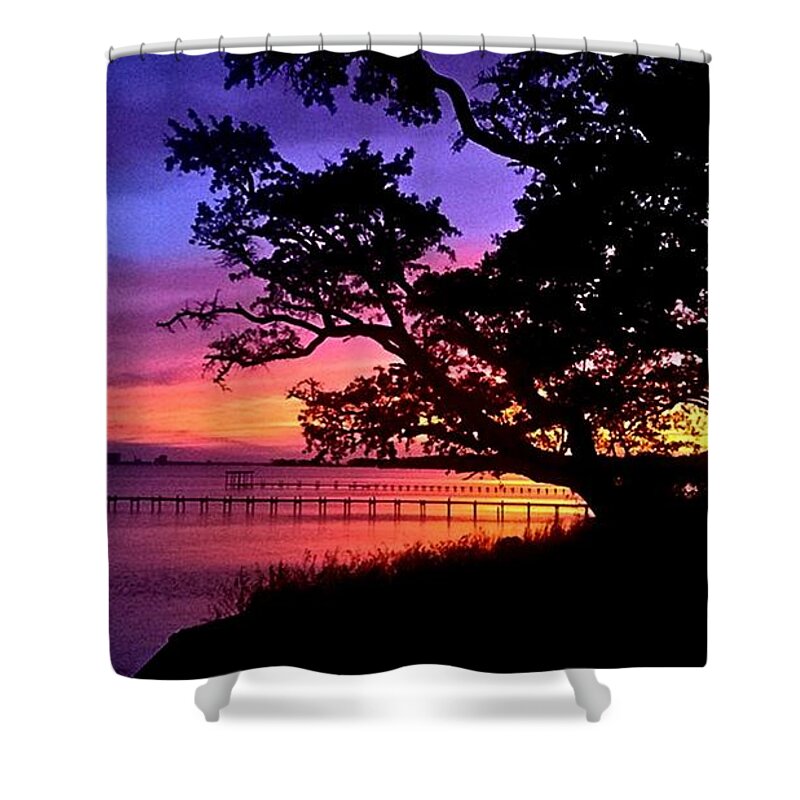 Santa Rosa Sound Beach Shower Curtain featuring the photograph Sunset on the Sound by James and Donna Daugherty