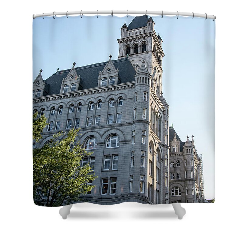 Washington D.c. Shower Curtain featuring the photograph Sunset on Trump International Hotel by Greg and Chrystal Mimbs