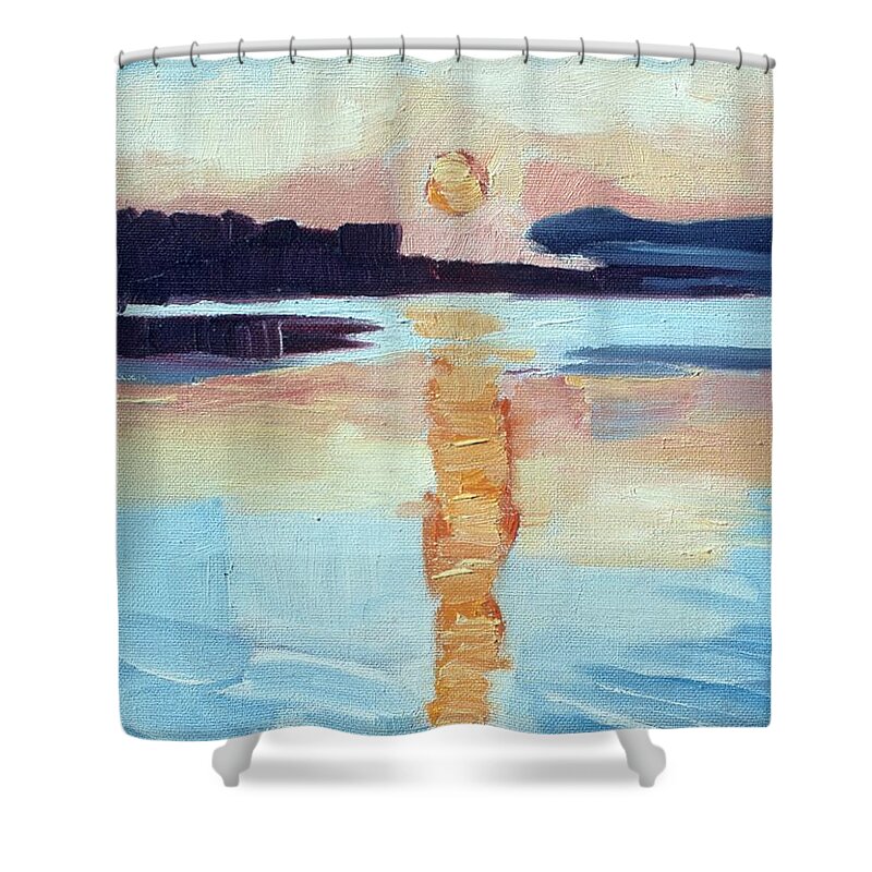 Seascape Shower Curtain featuring the painting Sunset On Vancouver Island by Laara WilliamSen