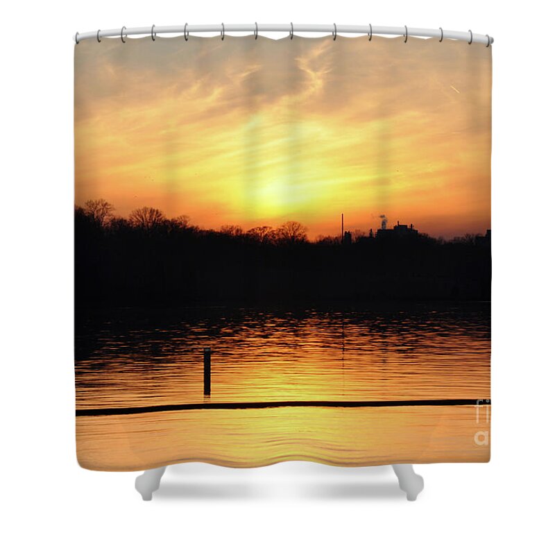 Sunset Over Lake Shower Curtain featuring the photograph Sunset Over Lake by Wanda-Lynn Searles