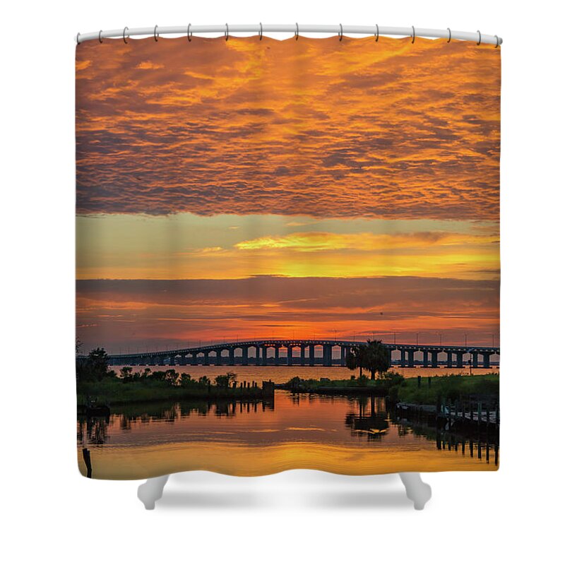 Landscape Shower Curtain featuring the photograph Sunset Over Mallini Bayou by JASawyer Imaging