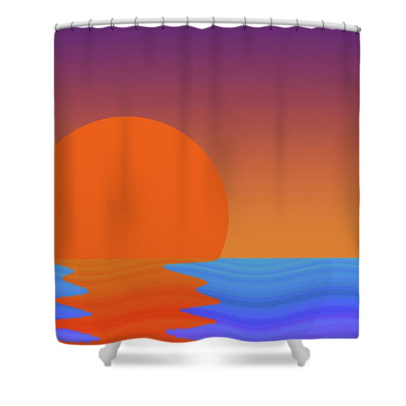 Sunset Shower Curtain featuring the digital art Sunset over ocean graphic by David Smith